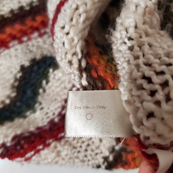 Boston Proper Wool Blend Fringe Stripe Long Cardigan Sweater Womens Size XS Boho - Picture 10 of 11